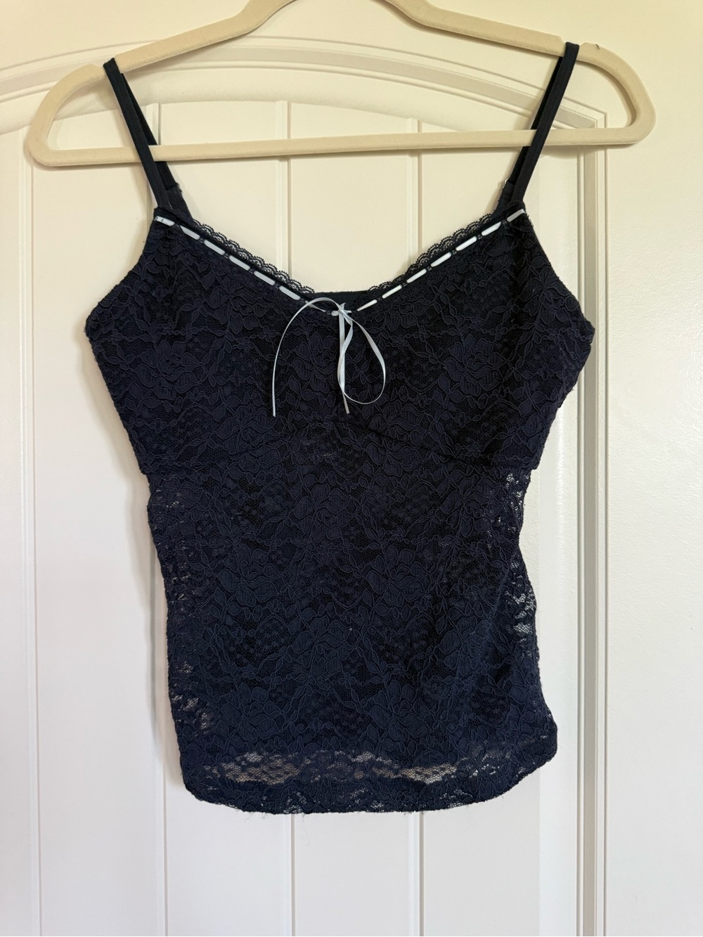 Hollister Navy Blue Lace Cami with Blue Contrast Trim Medium